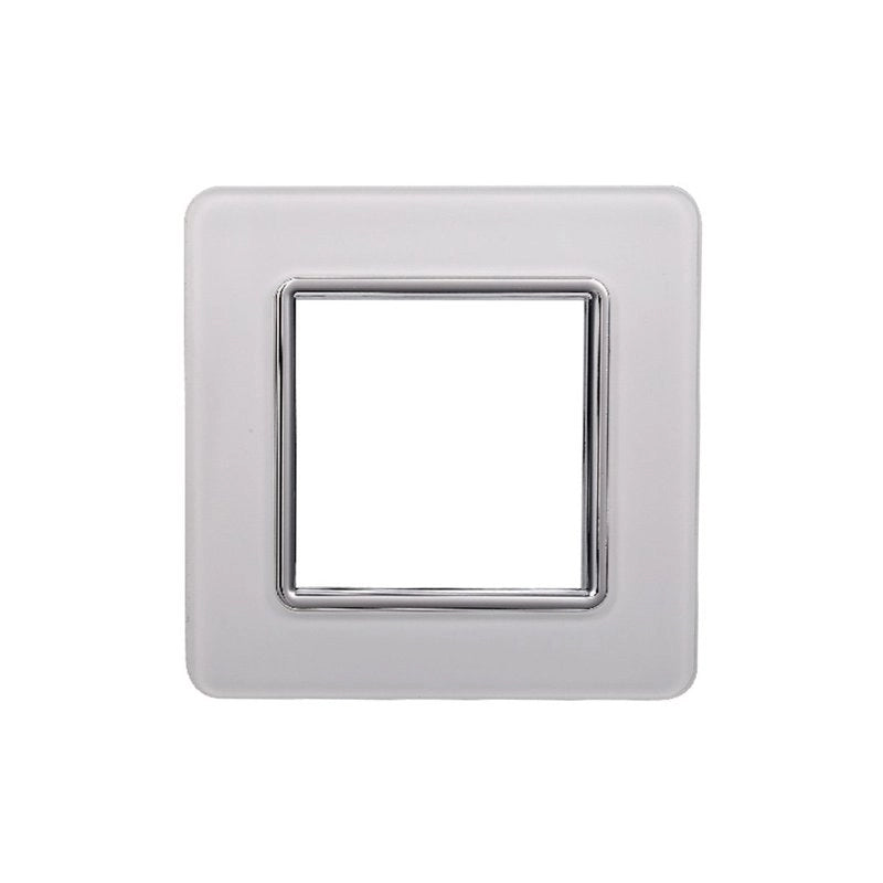 Placca In Vetro Serie Starlight 2P Colore Bianco Compatibile Con Vimar Plana