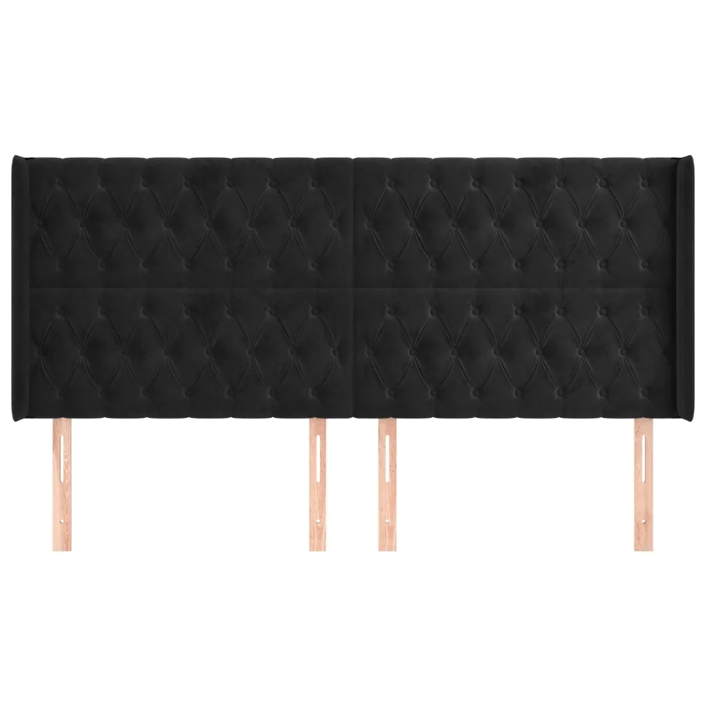 Testiera | Testata ad Orecchio Nera 183x16x118/128 cm in Velluto