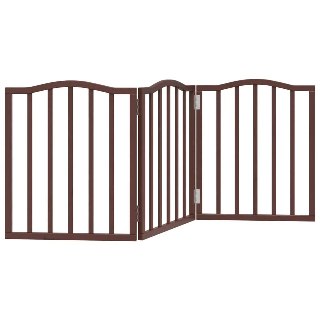 Cancelletto di sicurezza pieghevole per cani a 3 pannelli 150 cm legno di pioppo marrone 02_0023063