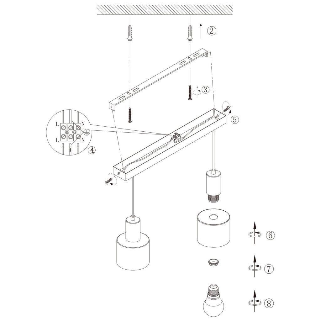 Lampada a sospensione ZMH da tavolo da pranzo E27 lampada a sospensione vintage 2 lampadine oro nero
