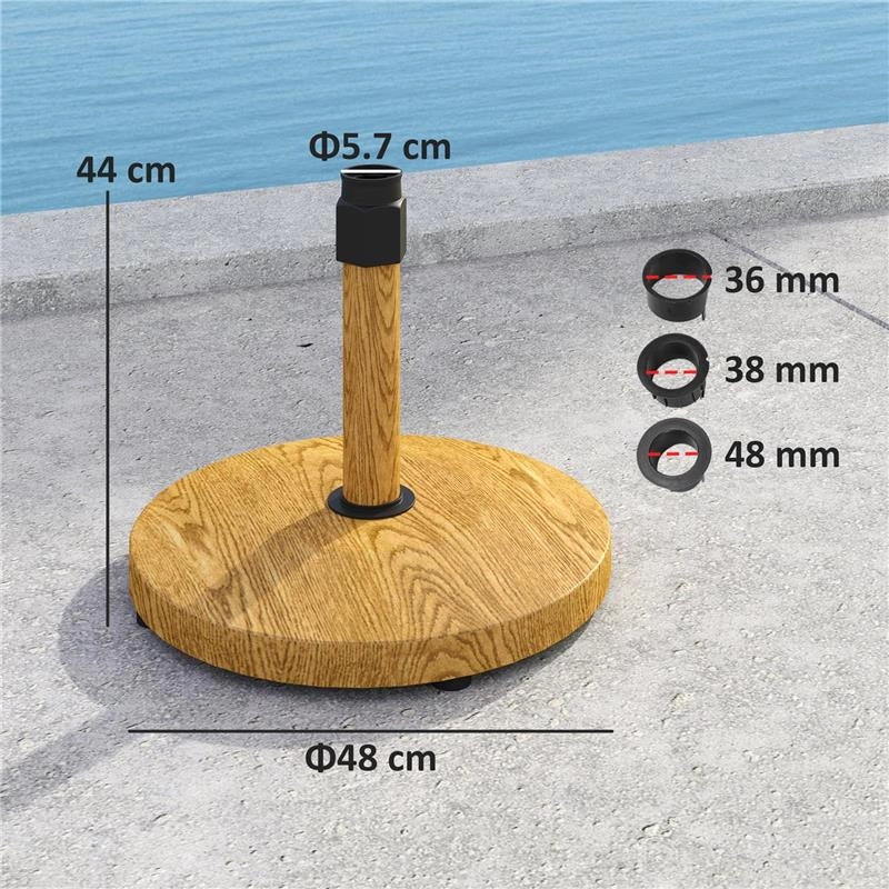BASE PER OMBRELLONE A 4 RUOTE CON FRENI IN CEMENTO E METALLO 48X44 CM COLOR LEGNO
