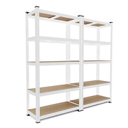 2 Scaffali In Metallo E MDF Ad Alta Portata Fino A 875 Kg Con 5 Ripiani Regolabili Ideali Per Garage Officina Cantina Capannone Magazzino Design Modulare 180 X 90 X 40 Cm Bianco