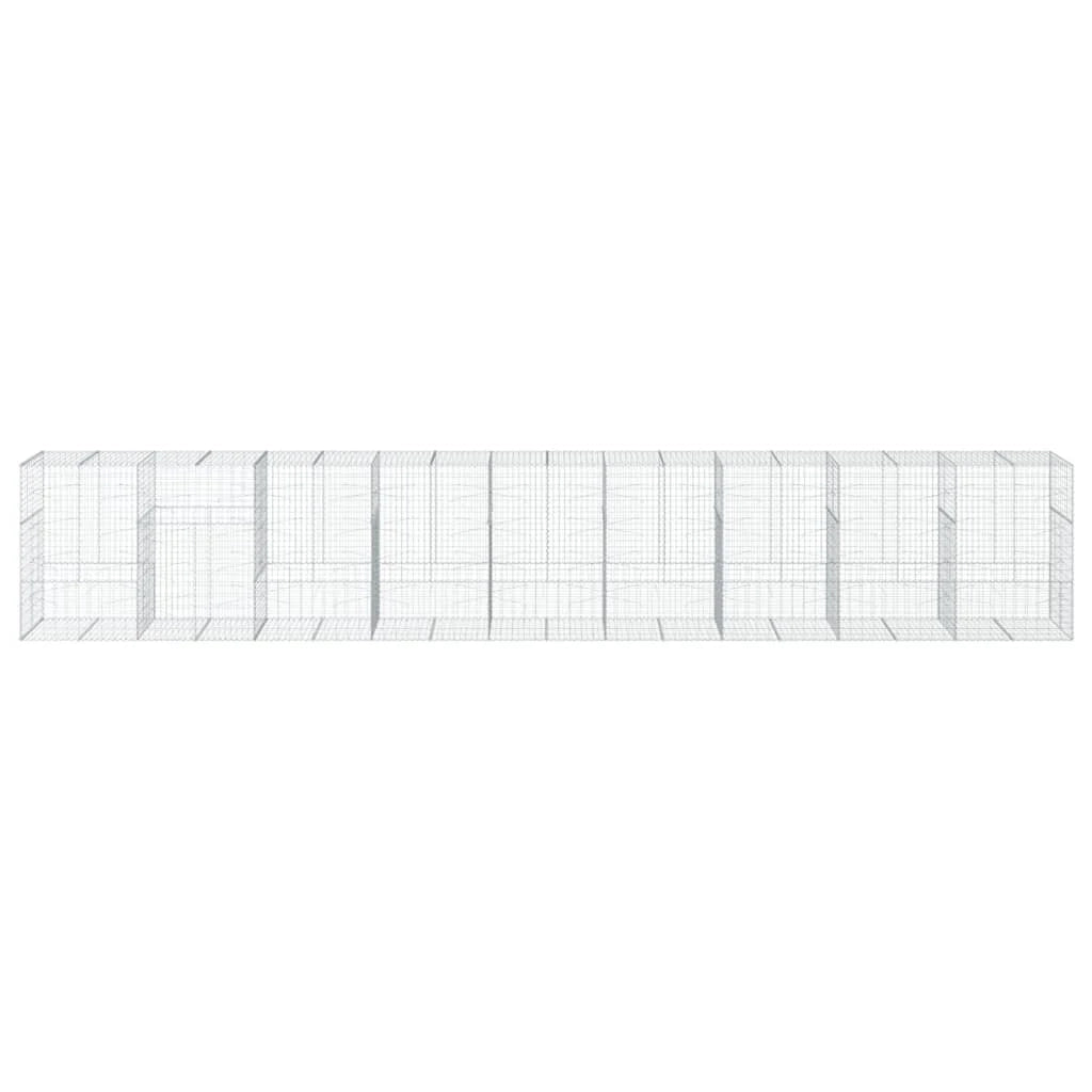 Gabbione recinto a gabbia muro di contenimento con coperchio 900 x 100 x 150 cm ferro zincato argento 02_0040210