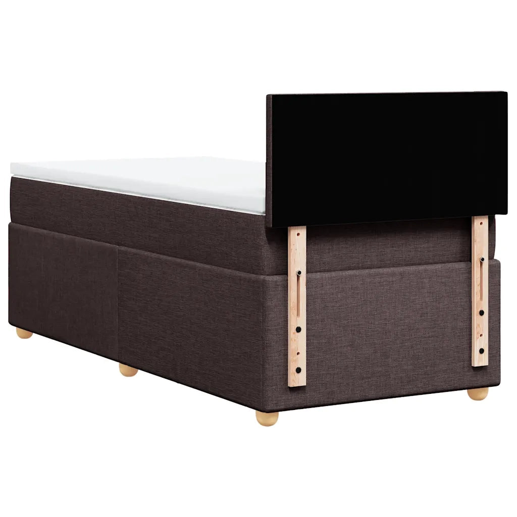 Letto singolo | Letto per adulti | Giroletto a Molle con Materasso Marrone Scuro 80x200 cm Tessuto