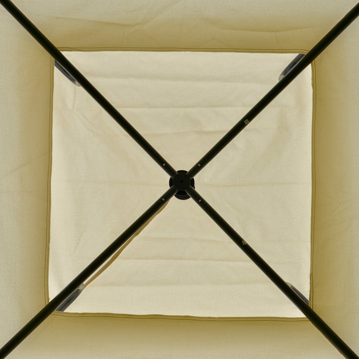 Gazebo da Giardino 3,5x3,5x2,7m in Metallo Doppio Tettuccio Beige