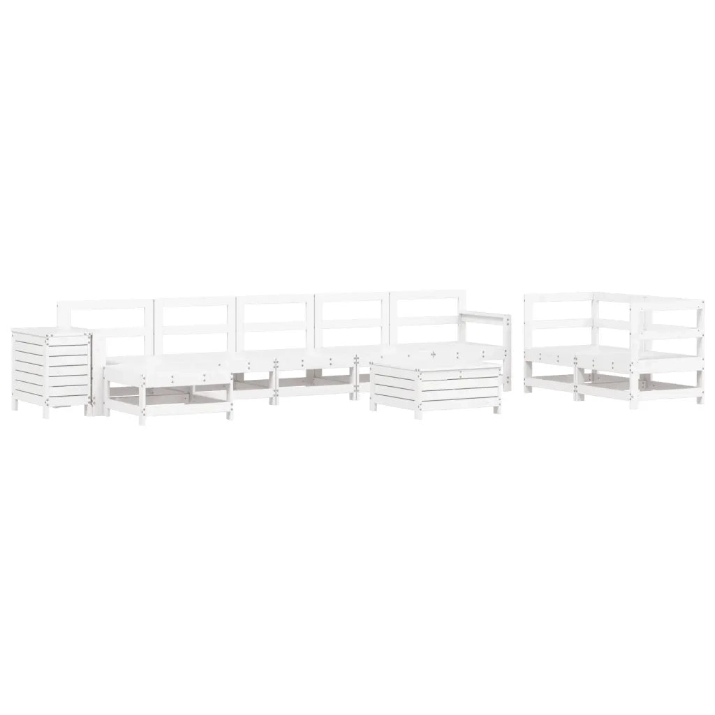 Set Divani da Giardino 10 pz Bianco in Legno Massello di Pinocod mxl 116735