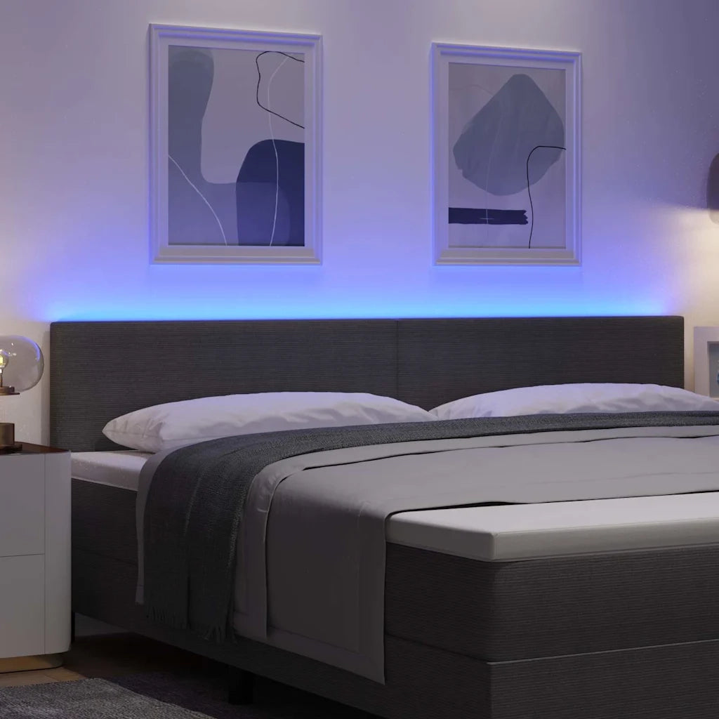 Testiera LED con testiera Grigio chiaro 200 cm Tessuto in Cords 3338037