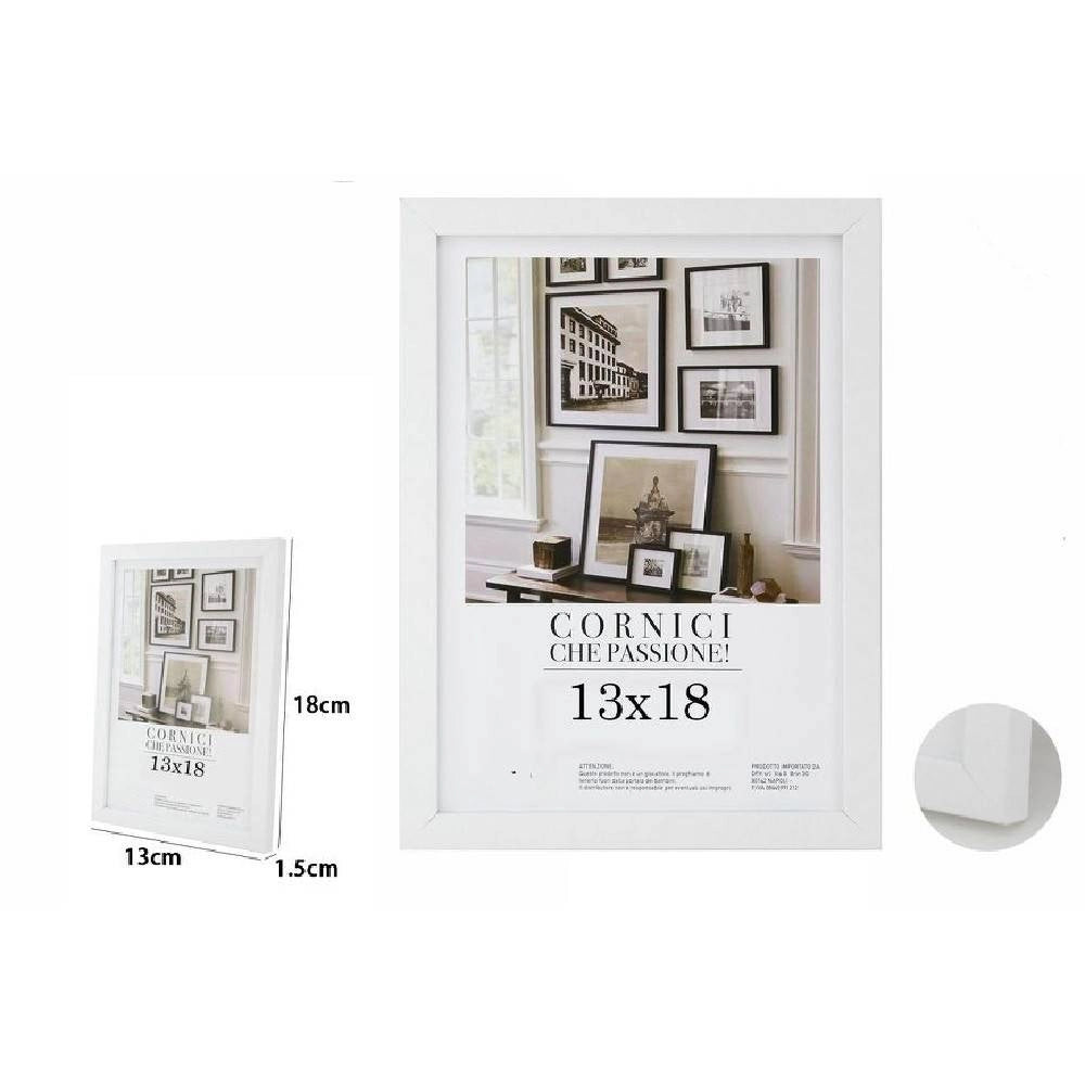 Trade Shop - Cornice Per Foto Fotografie Quadri Tele Poster Portafoto 13 X 18 Cm Bianca 63146 -