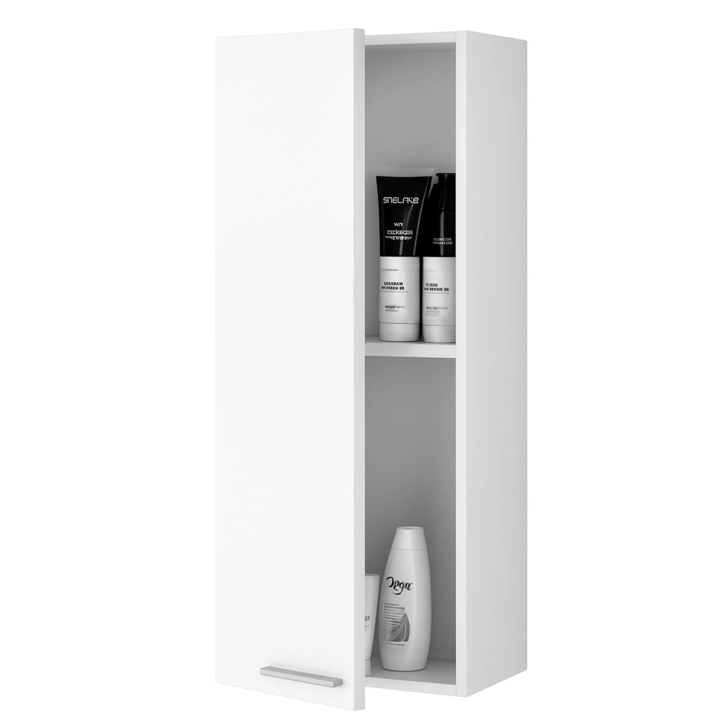 Pensile Bagno Da Parete Sospeso Con Anta E Ripiano Regolabile Mobile Colonna Salvaspazio Armadietto Moderno In Melamina Design Contemporaneo 85 x 30 x 25 Cm Bianco Lucido