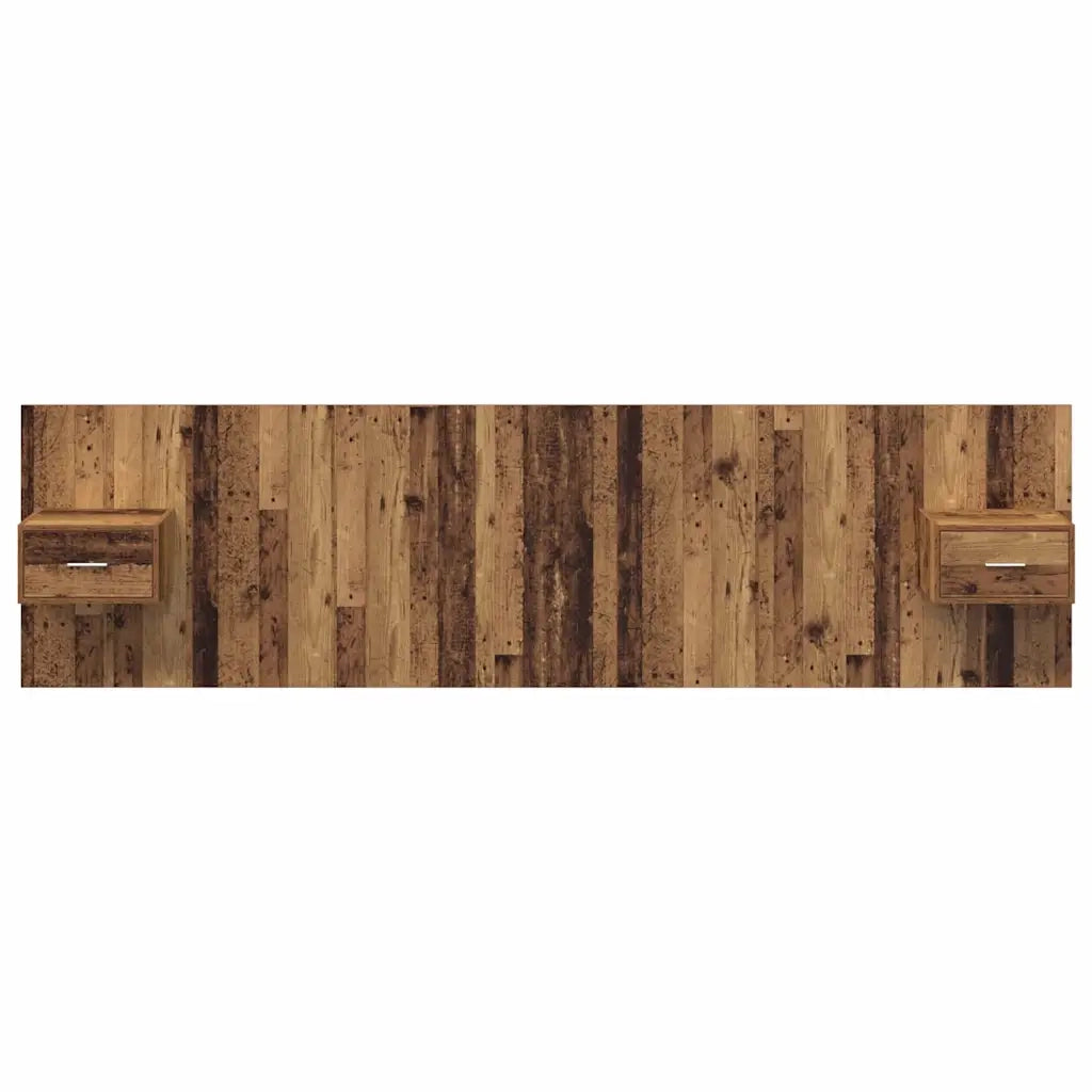 Testata con Comodino 3 pz-Set di 3 Testiera con Contenitore Legno vecchio Legno multistrato 303805