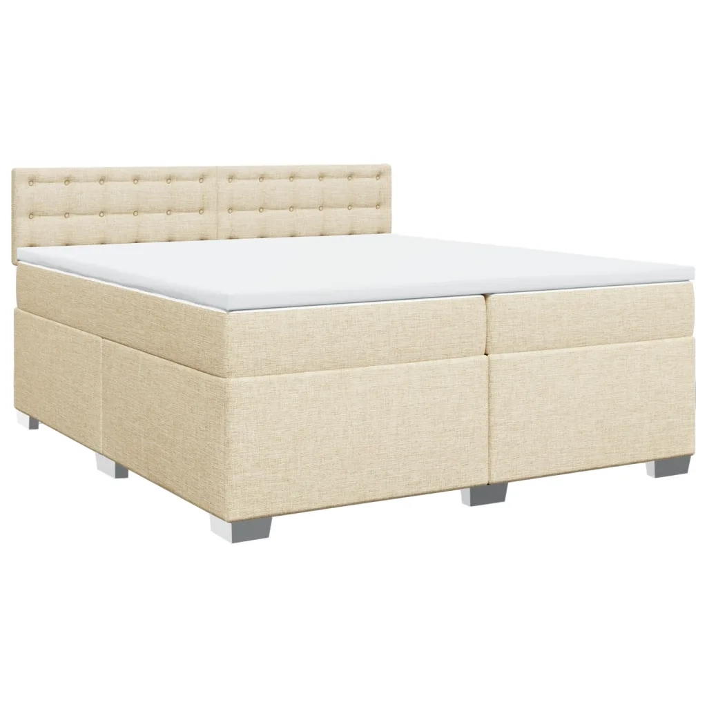 Giroletto a Molle con Materasso Crema 200x200 cm in Tessuto 3286014