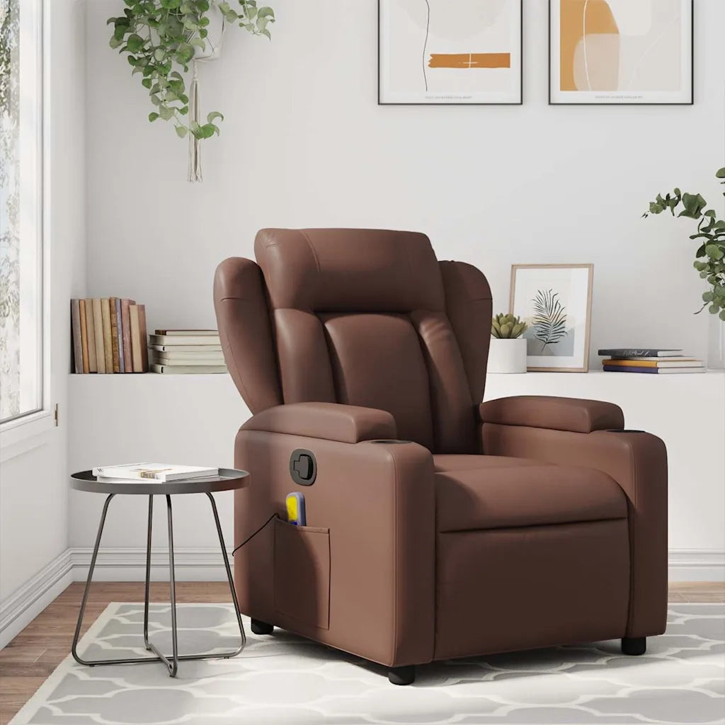 Poltrona Massaggiante | Sedia Relax Reclinabile marrone in Similpelle