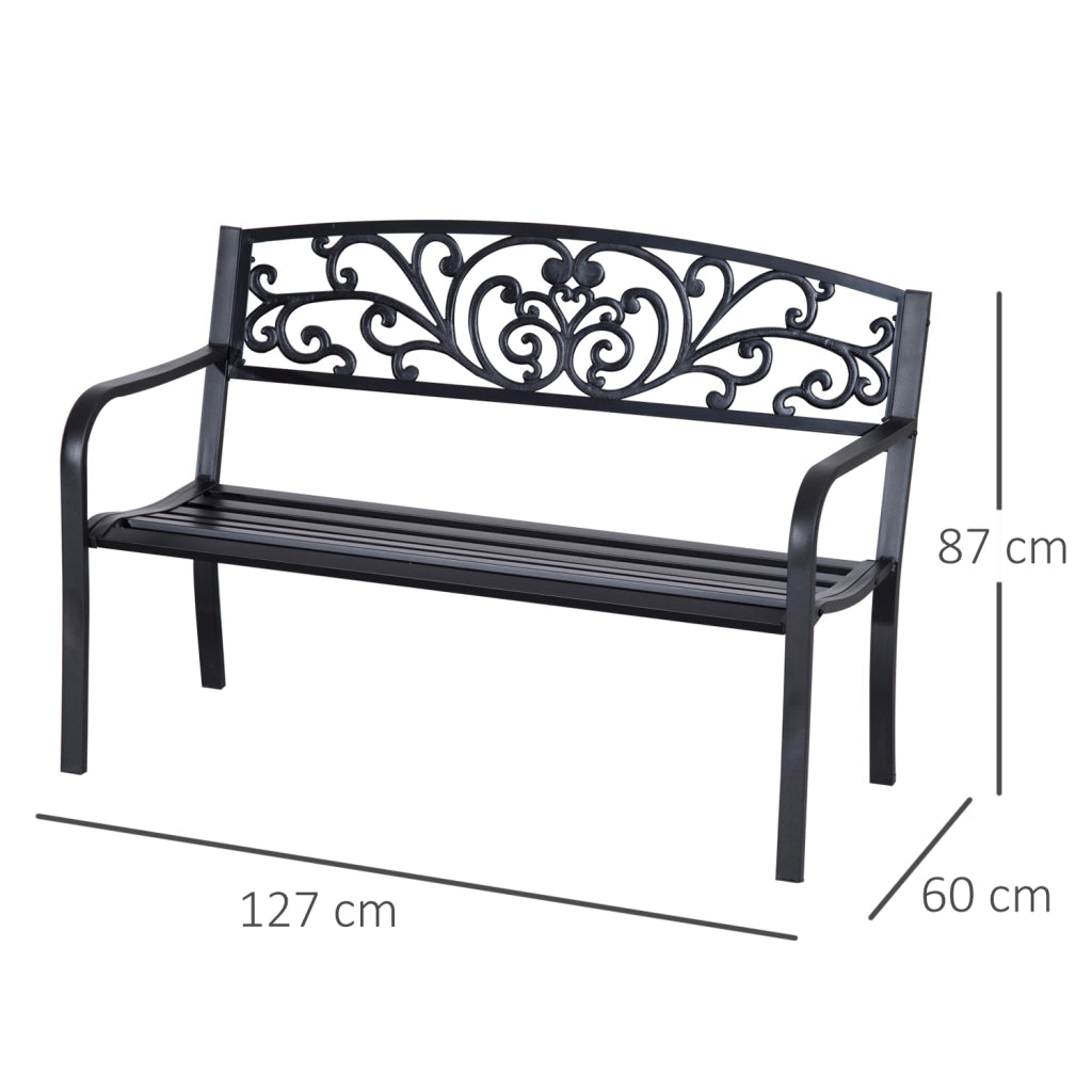 Panchina da Giardino ¨C Zephmum ¨C Acero Fuso Nero 2 Posti 127x60x87 cm