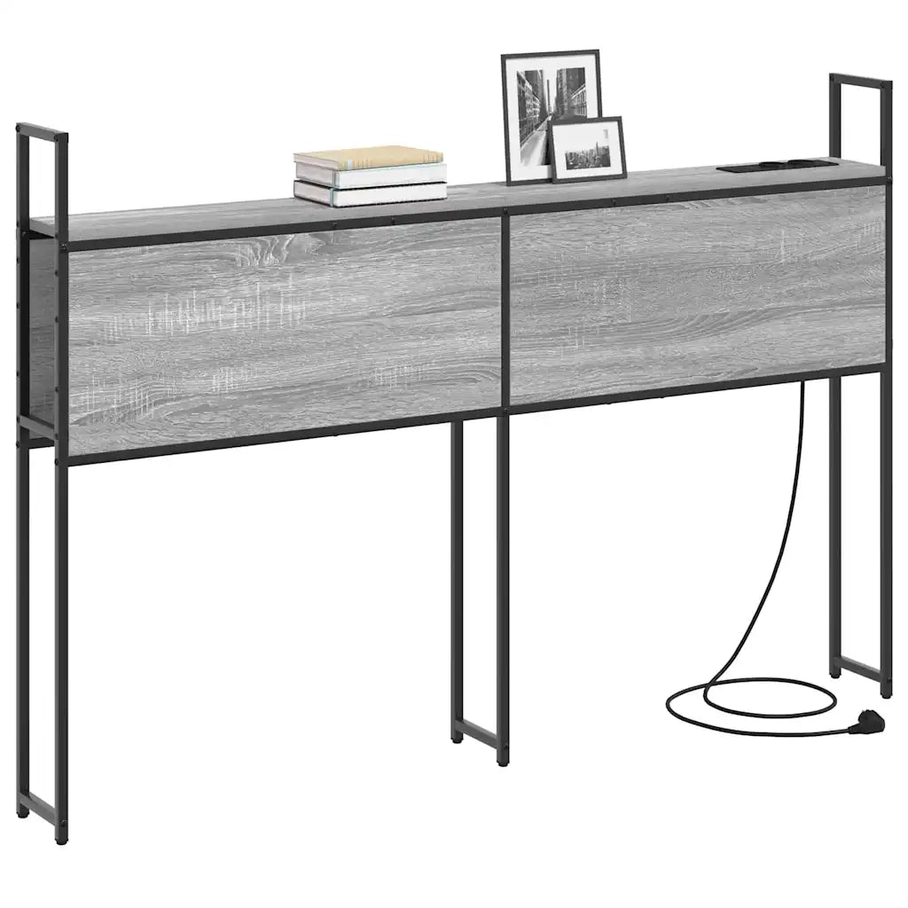Testiera con Stazione di Carica e Storage-Testiera Multifunzionale-Testata Grigio sonoma 135 cm
