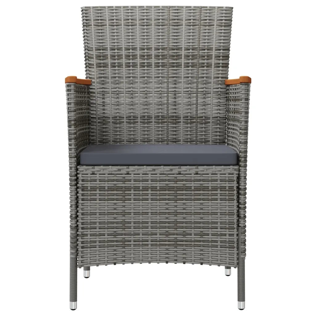 Sedie da Pranzo per Giardino 2 pz in Polyrattan Grigio cod mxl 59839