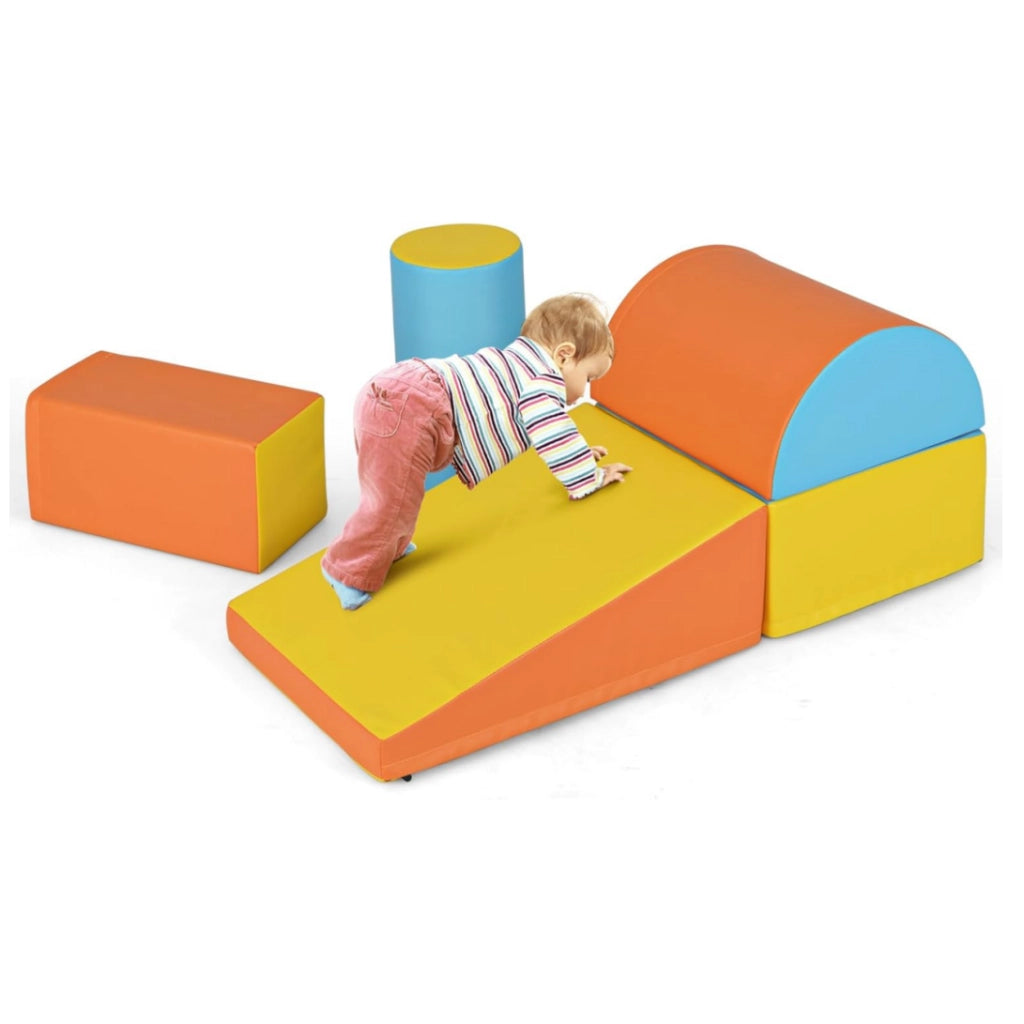 Set di gioco da arrampicata per bambini da 5 pezzi, Strutture di gioco in schiuma impermeabili Arancione