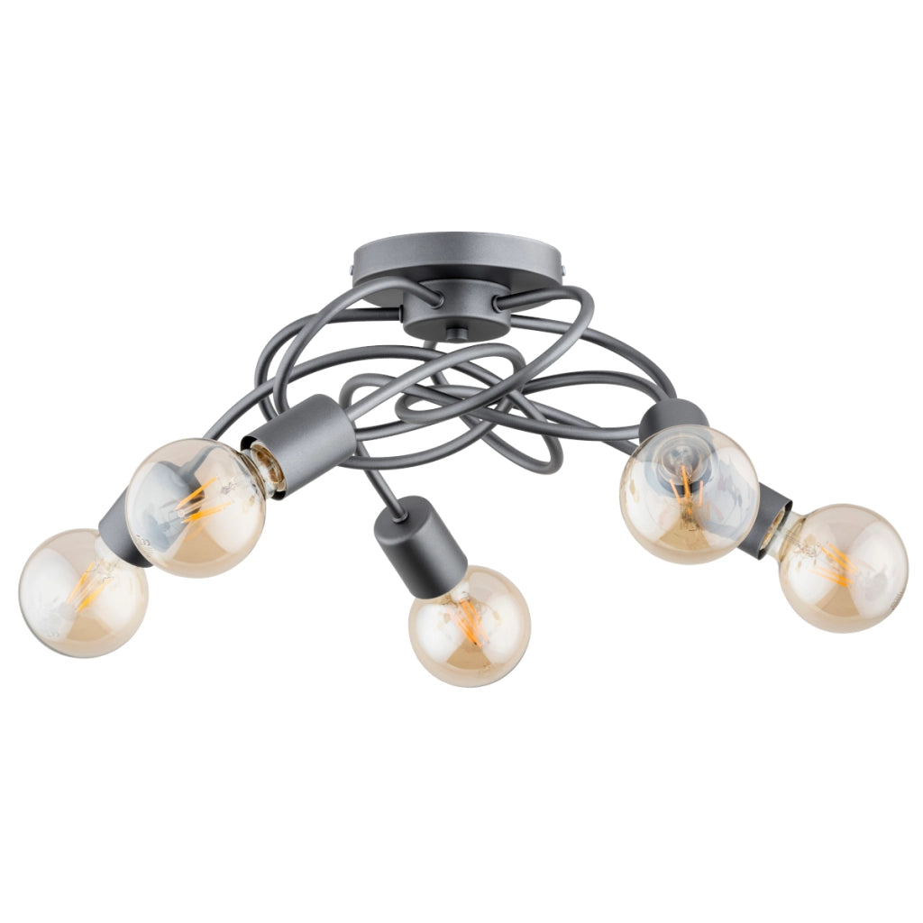 Plafoniera loft grigia MAXIS Alfa 5xE27 51cm metallo