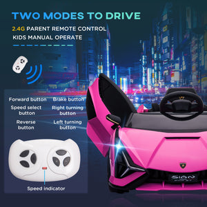 Macchina Elettrica per Bambini 12V con Licenza Lamborghini Sian FKP 37 Rosa