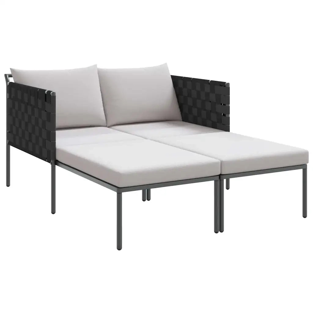 Lettino da Sole con cuscino Antracite 153 x 115 x 69.5 cm 42004134