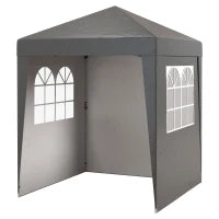 Gazebo Barnum da Giardino Pop-Up Pieghevole Regolabile in Altezza, Protezione UV 30+, 3 Pareti Laterali, Grigio