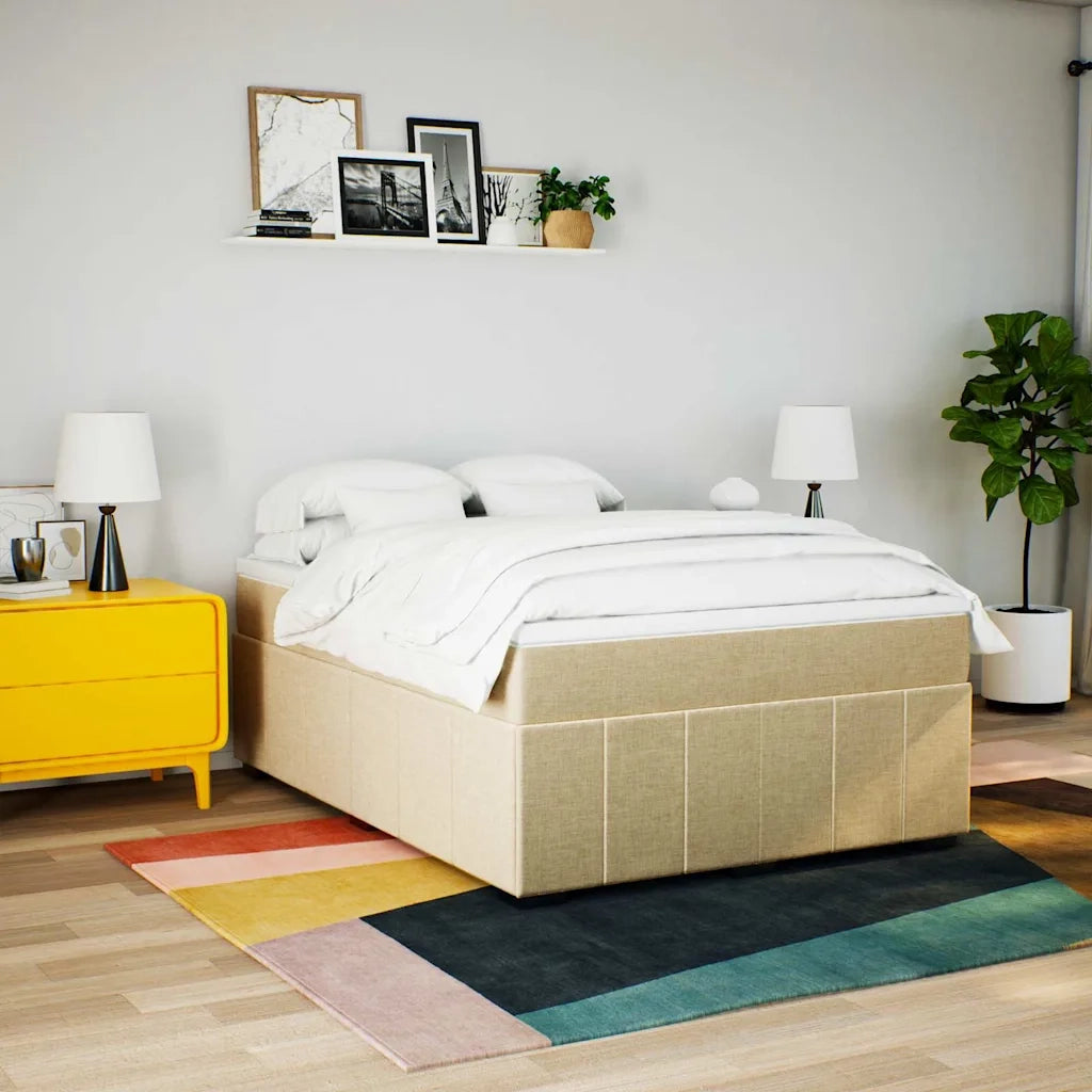 Giroletto a Molle con Materasso Crema 140x19 cm in Tessuto