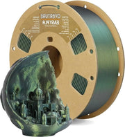 Filamento PLA Color Cambiante Verde Stellato - 1KG Spola - Adatto per la maggior parte dei Stampanti 3D FDM - Precisione Dimensionale +/- 0.02mm - Argento Luccicante Verde