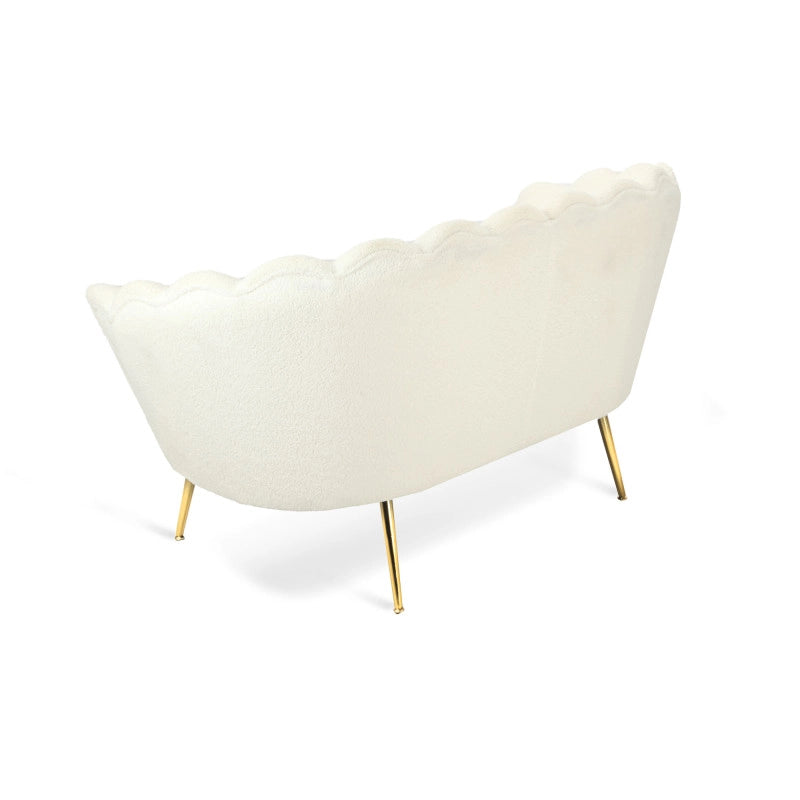 Divano 2 posti Shelly Boucle' Panna/Cromo Oro con 2Cuscini