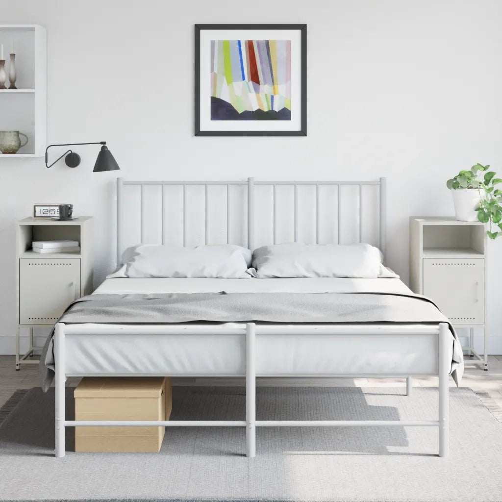 Set di 2 Comodini | Armadio da Notte | Mobiletto da notte Bianchi 36x39x78 cm in Acciaio