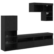 Unit¨¤ per TV a Muro 6 pz | Armadietto TV | Mobile Porta TV Rovere Nero Legno multistrato