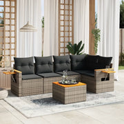 Set Divano da Giardino 6 pz con Cuscini Grigio in Polyrattan
