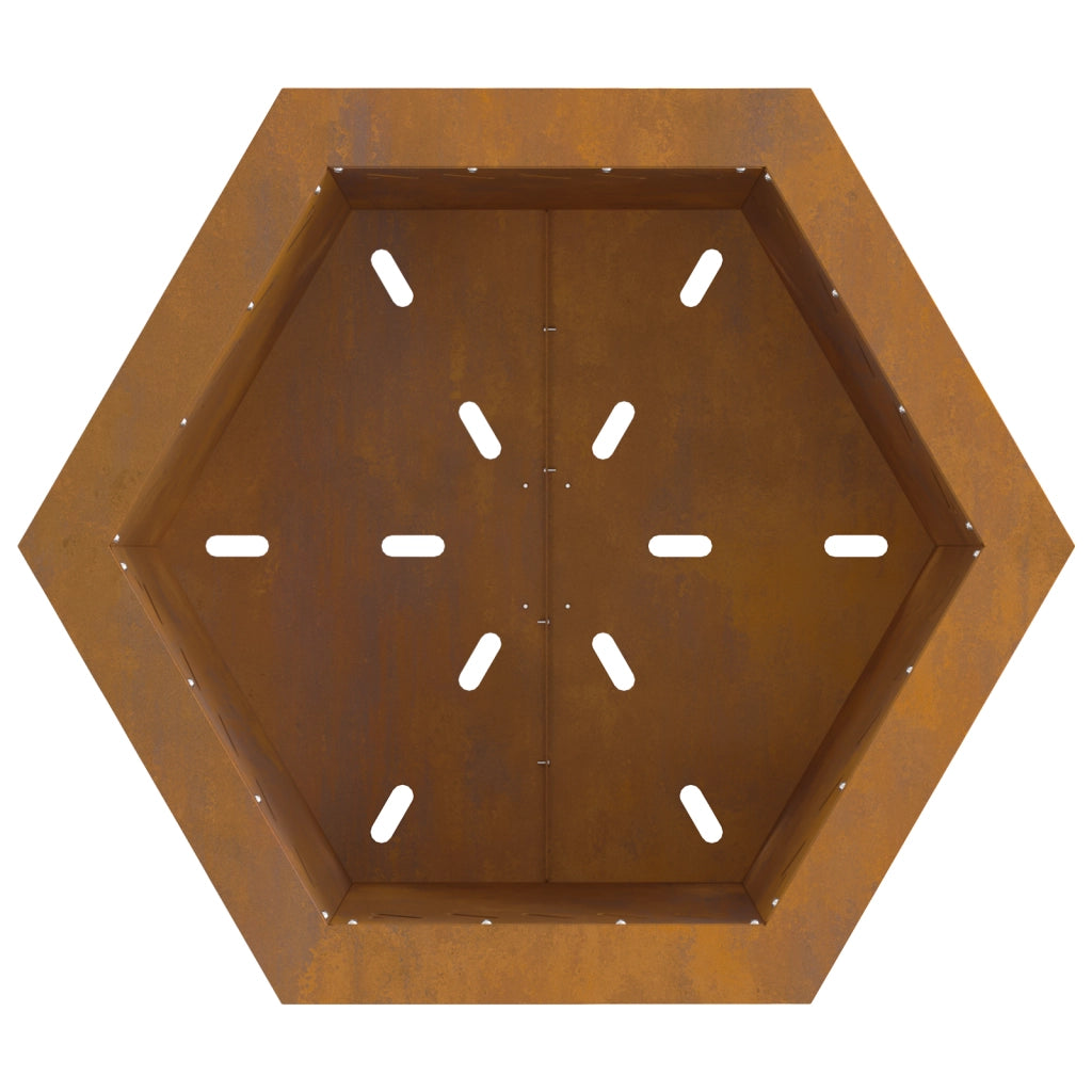Caminetto senza fumi Esagonale 58x58x51 cm Acciaio invecchiato