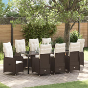 Set da Pranzo da Giardino a 9 Pezzi in Marrone Rattan Polietilene