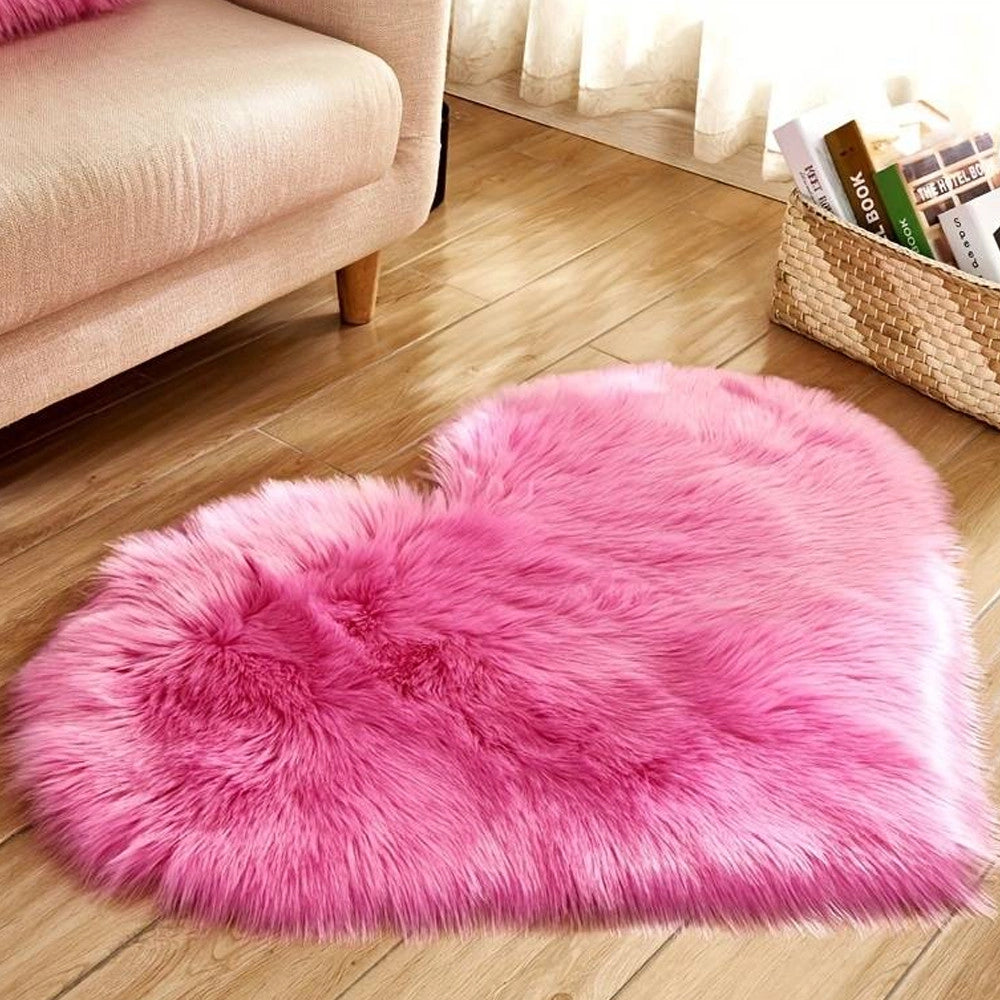 Trade Shop - Tappeto Cute Cuore Pelliccia Fluffy Vari Colori Living Stanza Da Letto 70x90 Cm -
