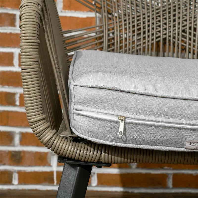 SET DA GIARDINO IN RATTAN E ACCIAIO CON 2 SEDIE MODERNE E 1 TAVOLINO DA CAFFÈ