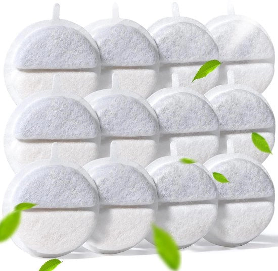 12 pacchi di filtri sostitutivi per fontane per gatti, filtri rotondi per fontane per gatti, filtri per gatti e cani con resina e carbone attivo per fontane da 2,5 litri (84 FL oz) F-016B