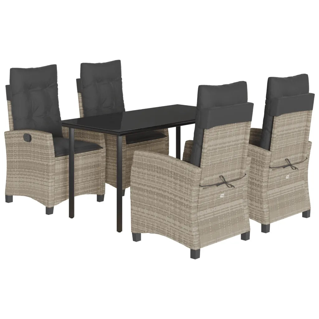 Set Pranzo da Giardino 5pz con Cuscini Grigio Chiaro Polyrattancod mxl 111056