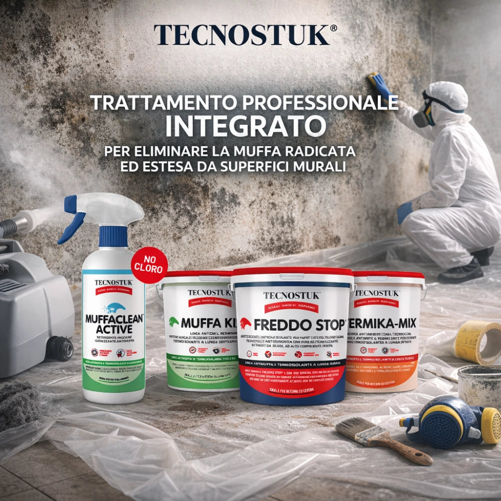 Kit professionale antimuffa tecnostuk per muffa molto radicata ed estesa