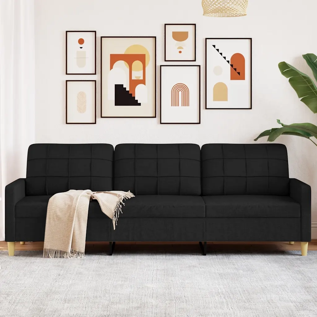 Divano | Divano da soggiorno | Sofa a 3 Posti Nero 210 cm in Tessuto