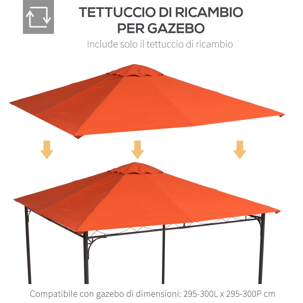 EasyComfort Tetto Di Ricambio 3x3m Arancione per Gazebo da Giardino in Poliestere con Fori di Ventilazione