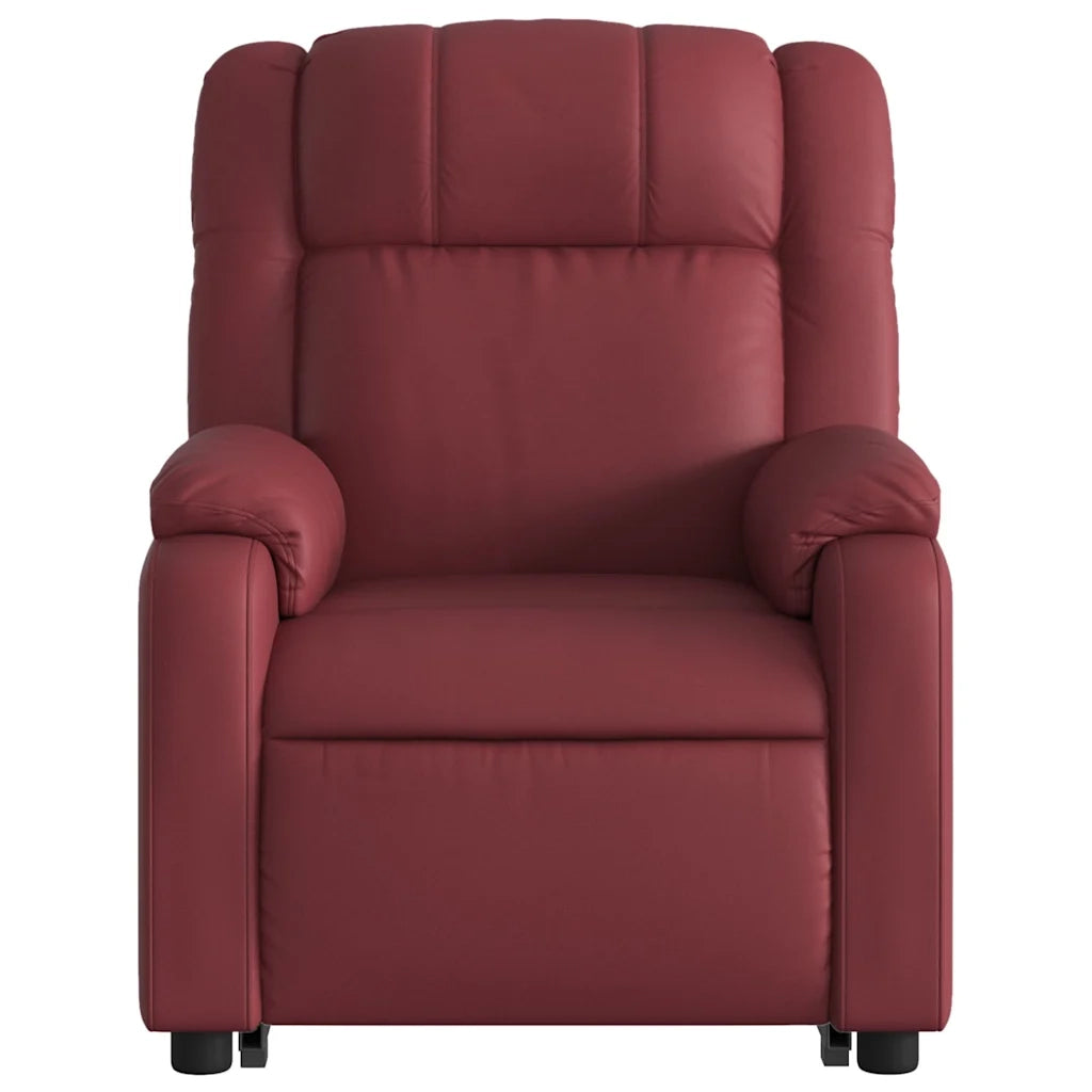 Poltrona Alzapersone Massaggi Reclinabile Rosso Vino Similpelle 3205161
