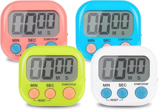 Timerset elettronico multifunzionale 4 celle, adatto per allenamento, gestione, cucina, studio, lavoro, allenamento sportivo e attività all'aperto (batterie non incluse).