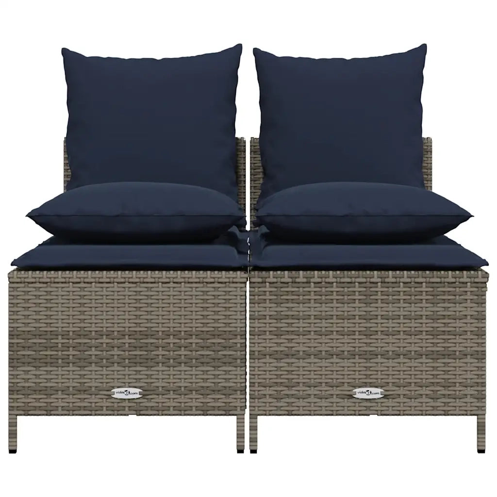 Set Divani da Giardino 4 pz con Cuscini Grigio in Polyrattan 368387