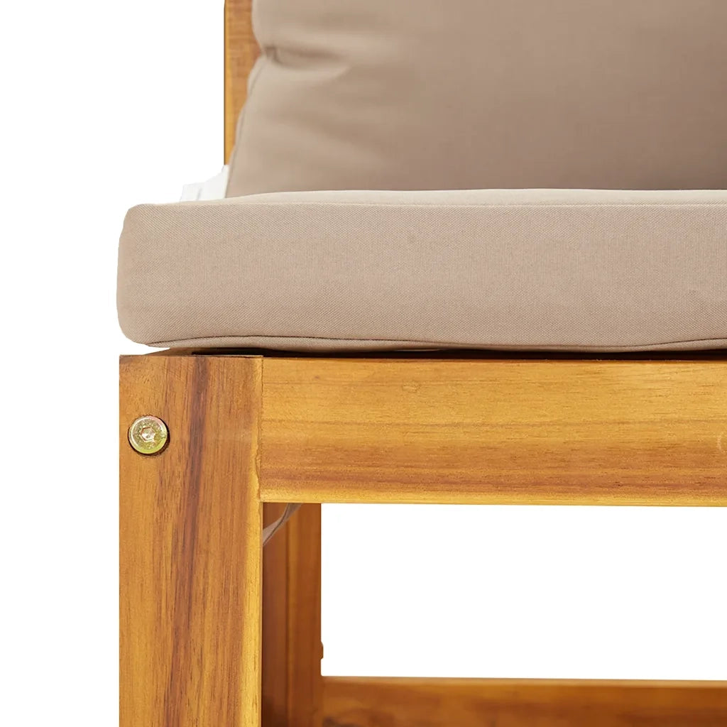 Divano Angolare Modulare Cuscini Tortora Legno Massello Acacia 360004