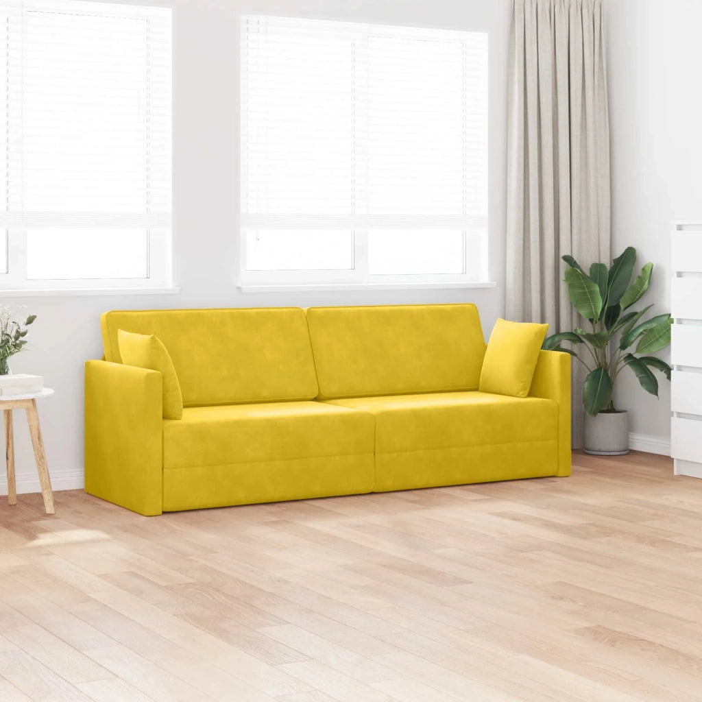 Divano-letto da pavimento Giallo 213 x 70 x 77 cm Velluto 4106731