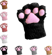 Manopola per cosplay con pelliccia artificiale soffice per gatti per ragazze - Nero e bianco - Una taglia