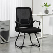 SEDIA DA UFFICIO SENZA RUOTE ERGONOMICA CON BRACCIOLI PER SALA D'ATTESA, NERO