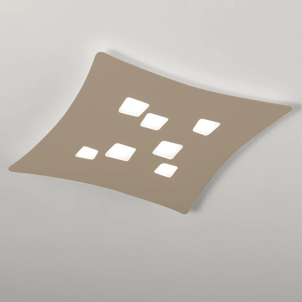 Plafoniera Isotta moderna 7 luci GX53 tortora - Lampada da soffitto in metallo curvato 62x69cm, design geometrico, max 7x8W, IP20, lampadine escluse