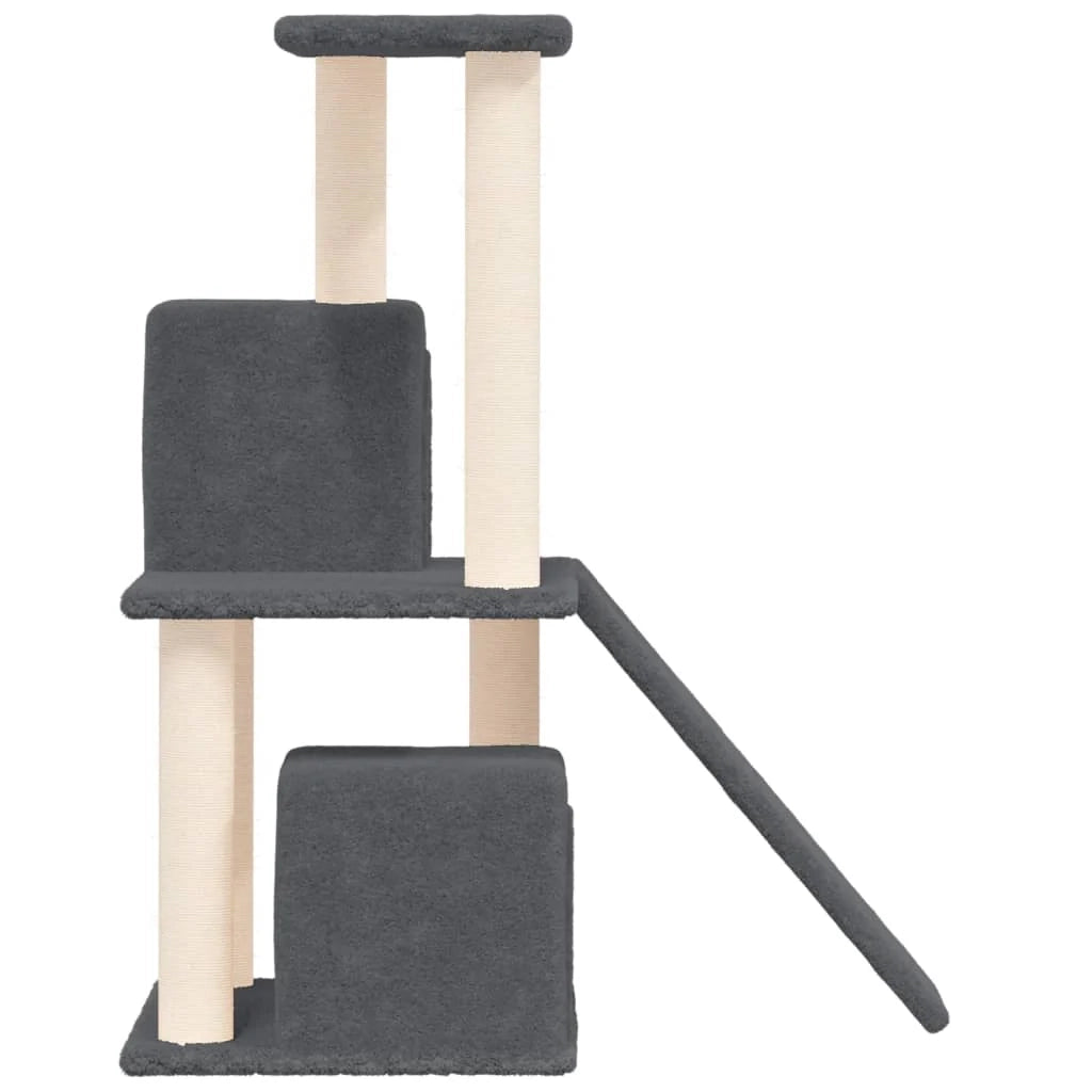 Tiragraffi per gatti mobile torre arrampicata giocattolo tiragraffi piattaforma da arrampicata con tiragraffi in sisal scuro 82 cm grigio 02_0022704