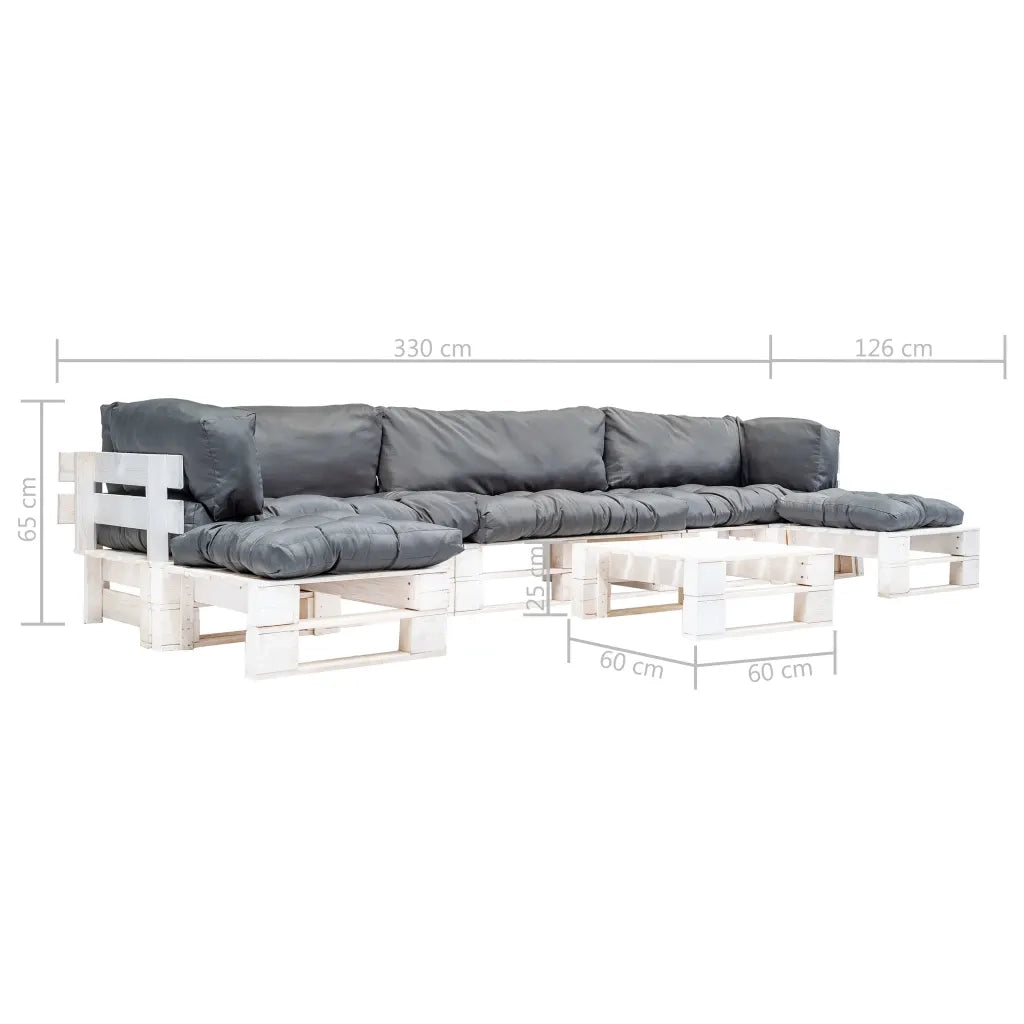 Set Divani da Giardino su Pallet 6 pz Cuscini Grigi in Legno 277401