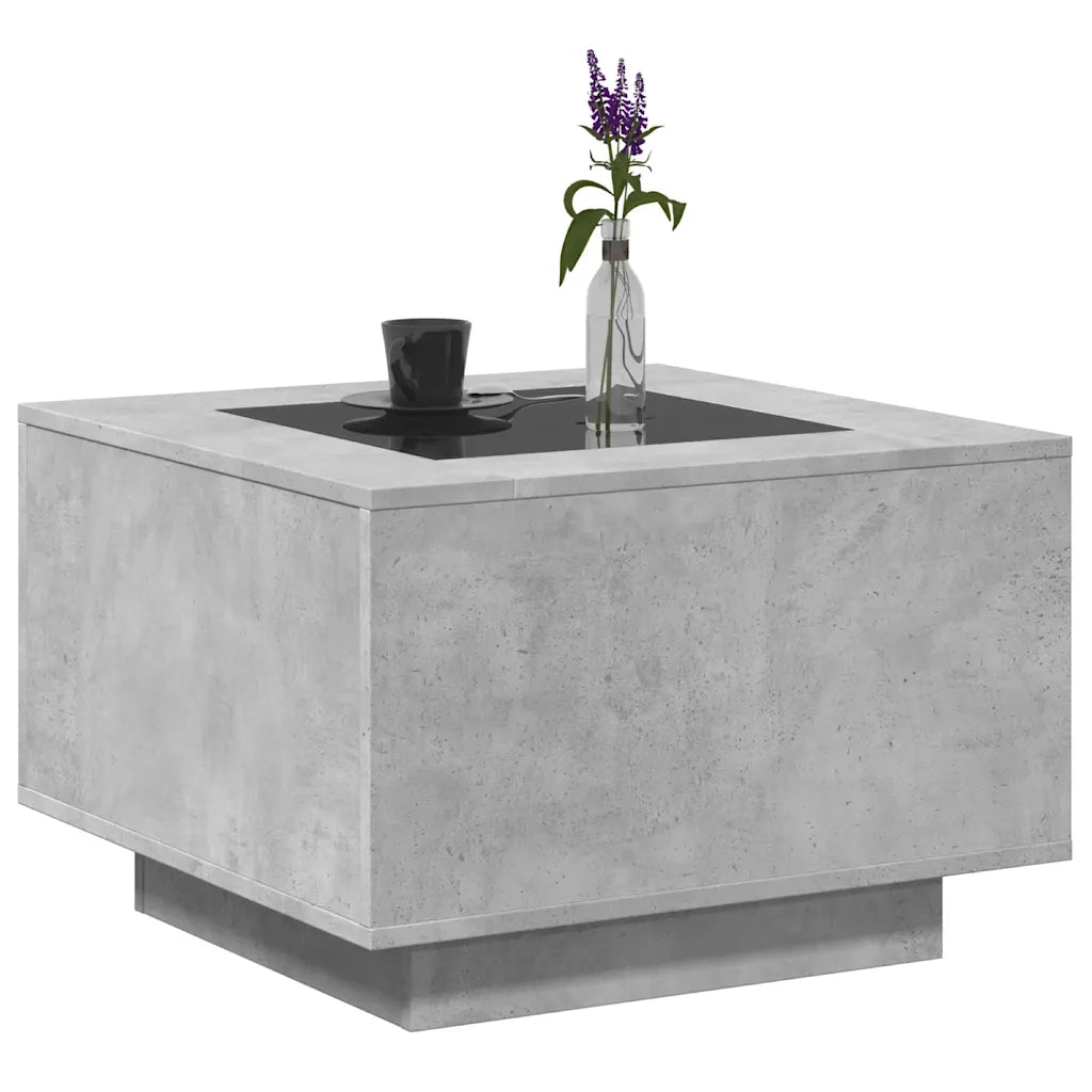 Tavolino Salotto con LED Grigio Cemento 60x60x40 cm Multistrato